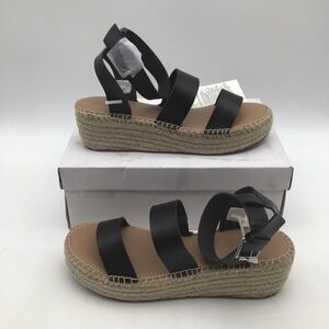 The Drop Womens Listilla Black Espadrille Wedge Sandals Size 9.5 Platform NEW
